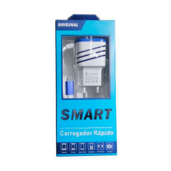 CARREGADOR SMART V8 RÁPIDO 3.1A 2-USB CABO MICRO USB