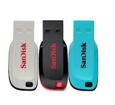 PEN DRIVE SANDISK CRUZER BLADE 8GB Preto e Branco