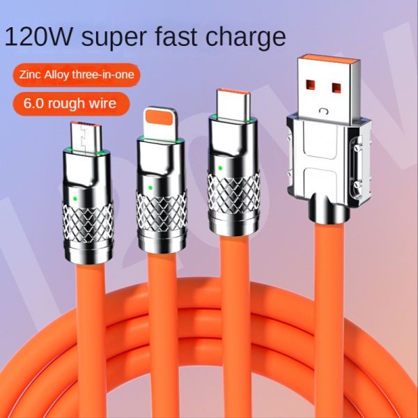 Cabo turbo 120w 6a linha grossa 1,2m - sem embalagem V8, Type-C